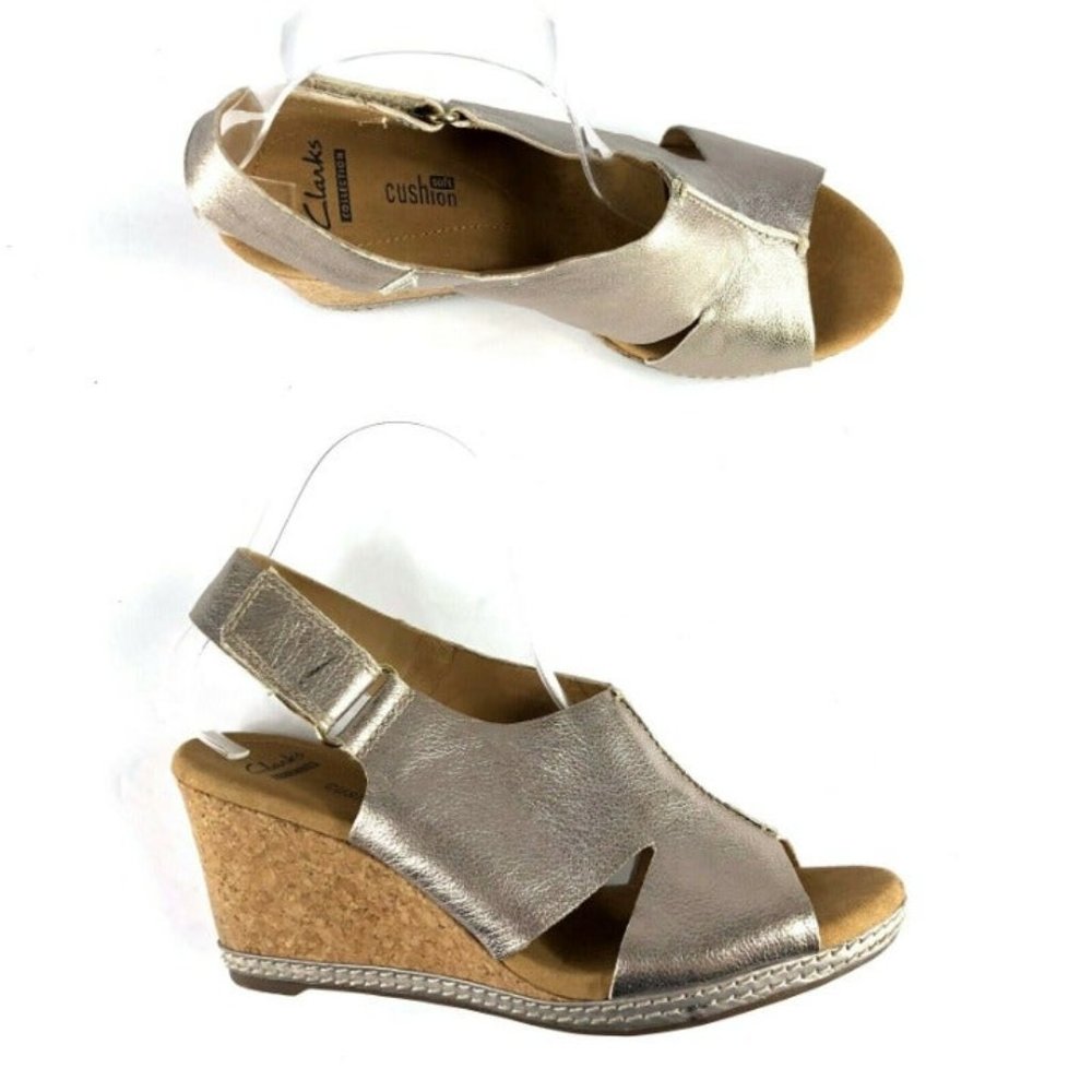 Clarks Helio Float Cork Wedge Sandal Size 7